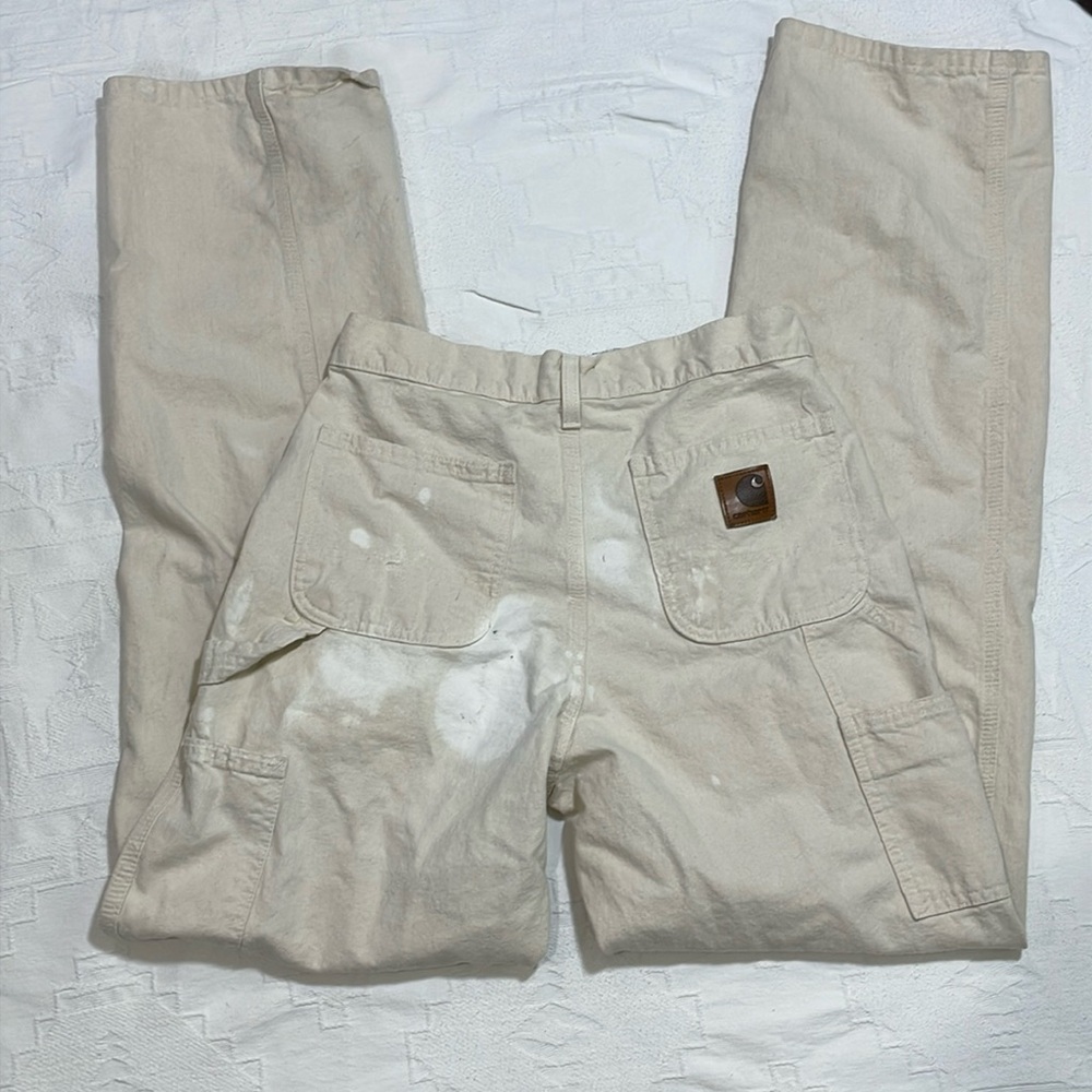 Carhartt Carpenter Painters Lightweight Canvas Work Pants Natural Size 29x34